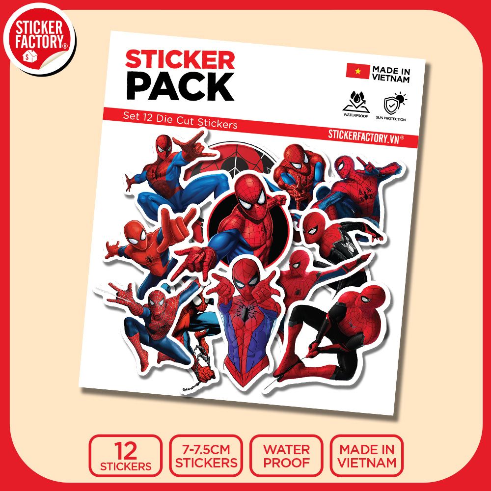 SET12022 NGƯỜI NHỆN – Set 12 Die Cut Sticker Pack