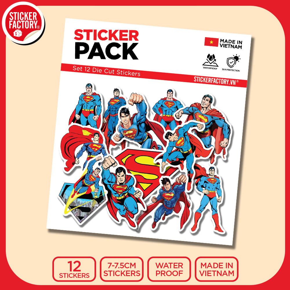 SET12023 SIÊU NHÂN – Set 12 Die Cut Sticker Pack
