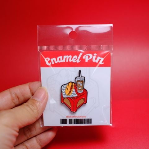  Enamel Pin Cà Phê Bánh Mì Vỉa Hè - Huy hiệu kim loại 