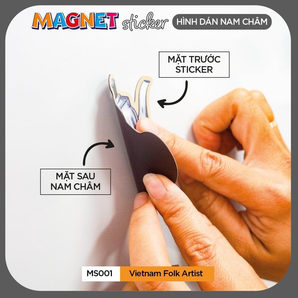 MS001 Vietnam Folk Artist - Set 4 Magnet Sticker - Hình dán nam châm