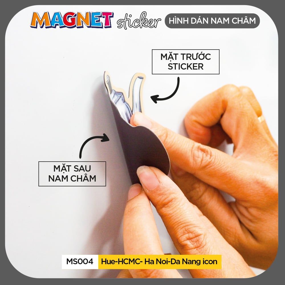 MS004 Hue HCMC Ha Noi Da Nang Icon - Set 4 Magnet Sticker - Hình dán nam châm