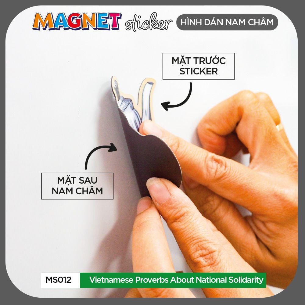 MS012 Vietnamese Proverbs About National solidarity - Set 4 Magnet Sticker - Hình dán nam châm