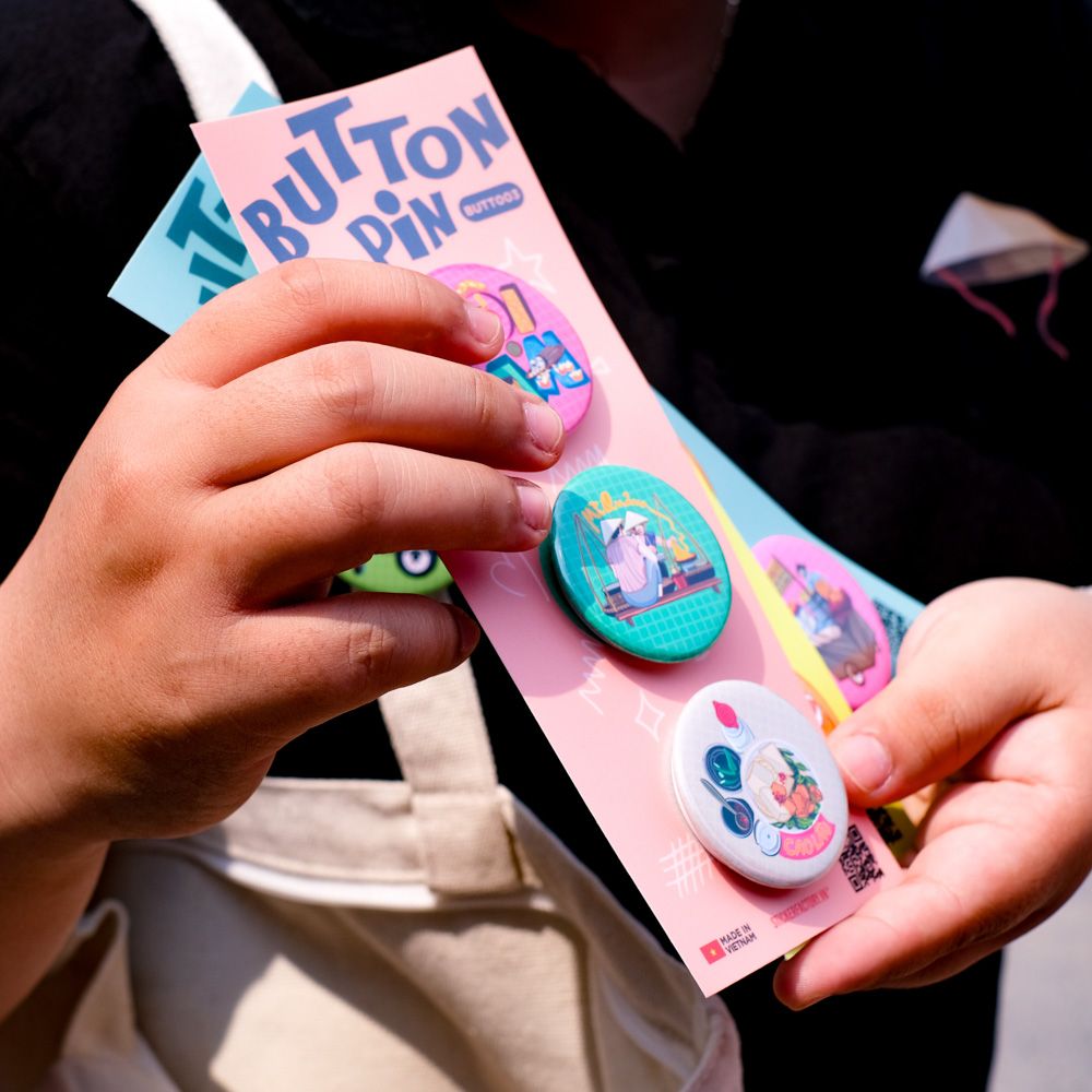 BUTT007 Ẩm Thực Việt Nam - Set 3 Button Pin - Huy hiệu nhựa tròn