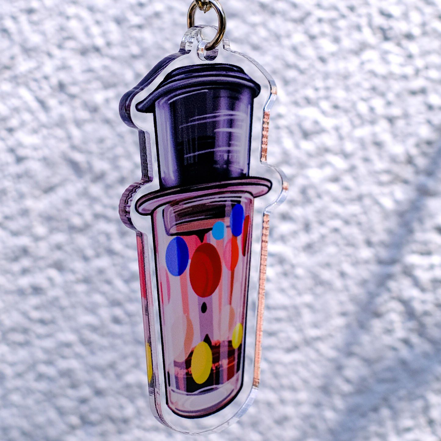 KC0013 Ly Cà Phê Chấm Bi - Móc khóa Acrylic