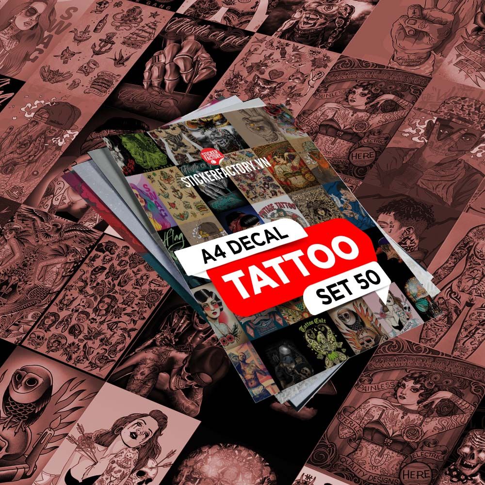 TATTOO - Set 50 Poster A4 dán tường trang trí