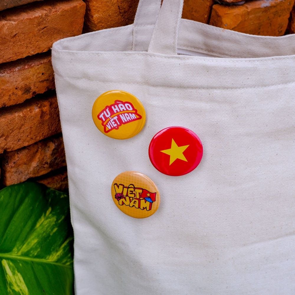 BUTT001 Việt Nam - Set 3 Button Pin - Huy hiệu nhựa tròn