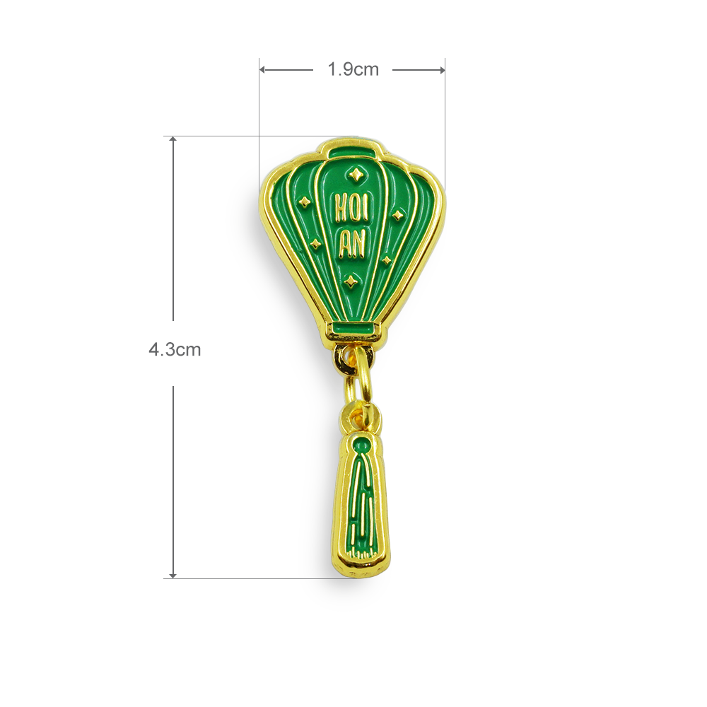 Đèn lồng Hội An 4x1.8cm - Pin sticker ghim cài áo