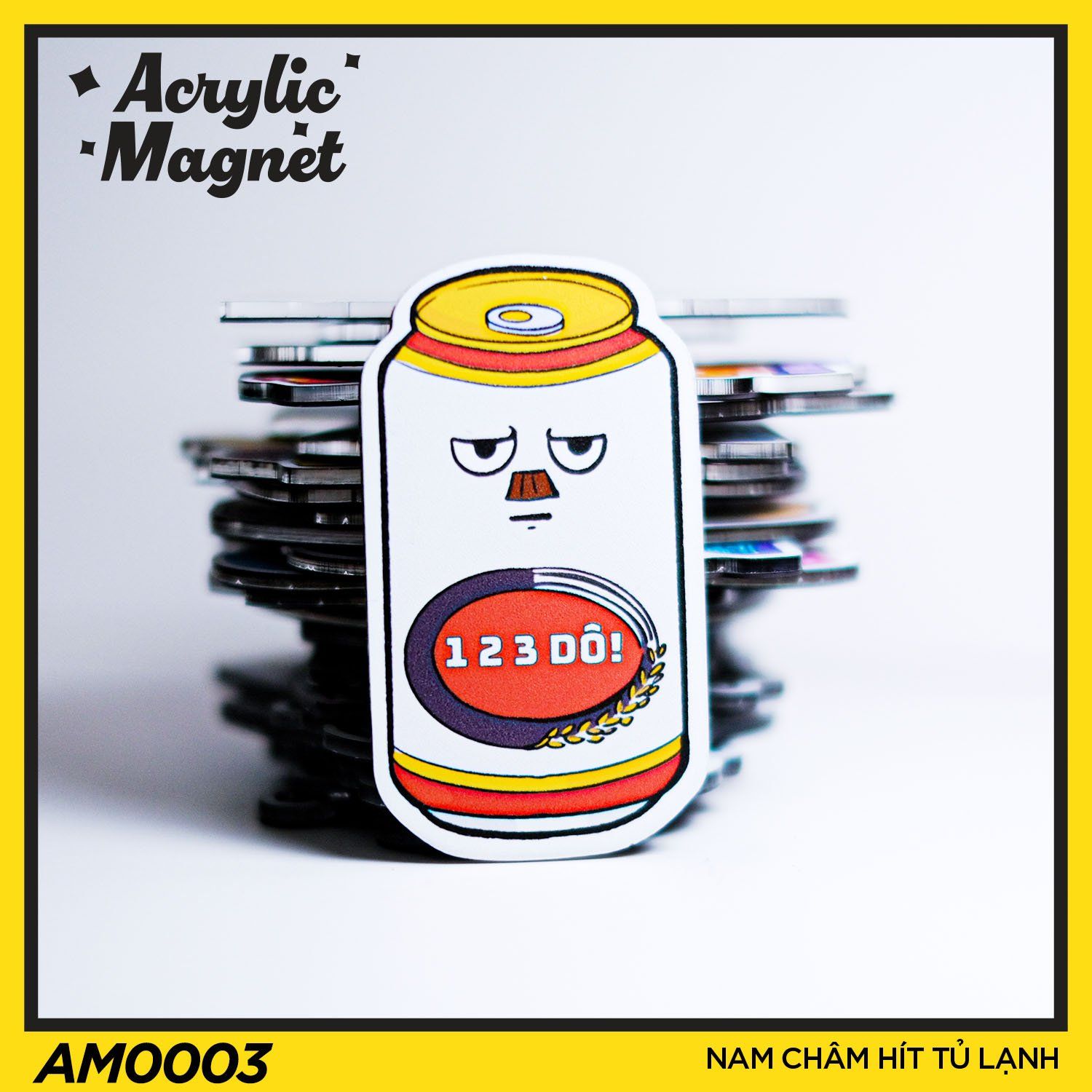 AM0003 Lon Bia 123 Dzô - Nam châm hít tủ lạnh Acrylic Magnet