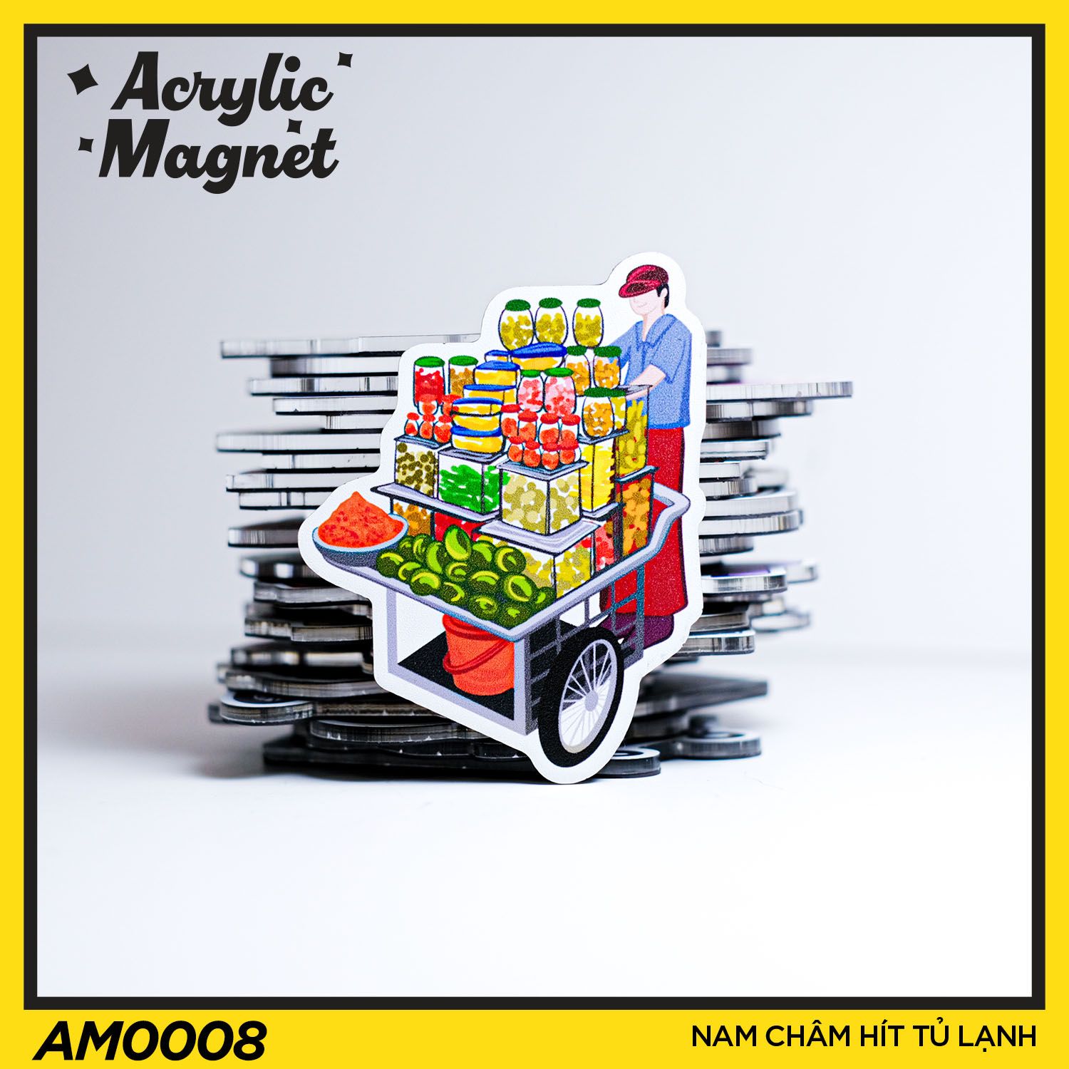 AM0008 Xe Bán Trái Cây - Nam châm hít tủ lạnh Acrylic Magnet