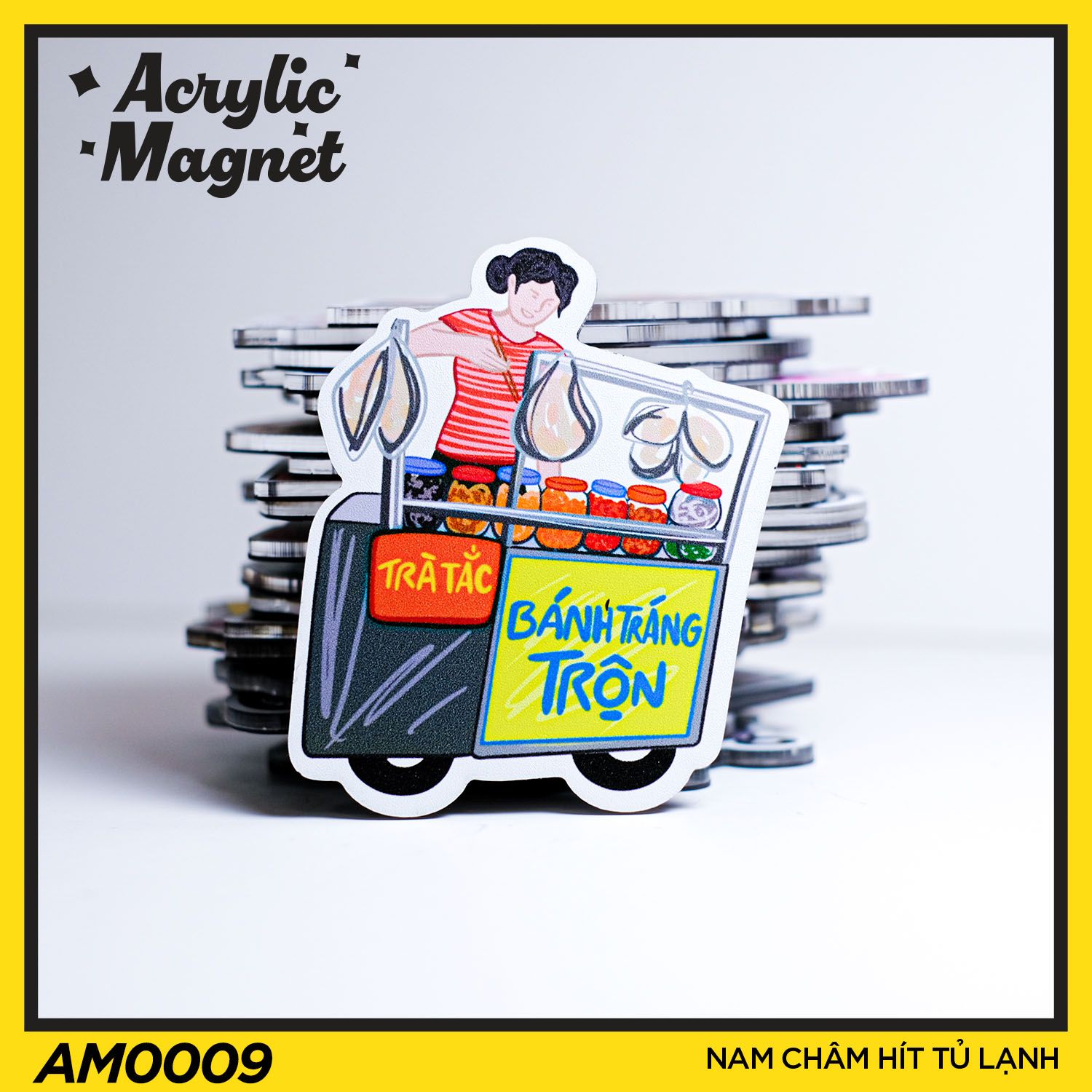 AM0009 Xe Bán Bánh Tráng Trộn - Nam châm hít tủ lạnh Acrylic Magnet
