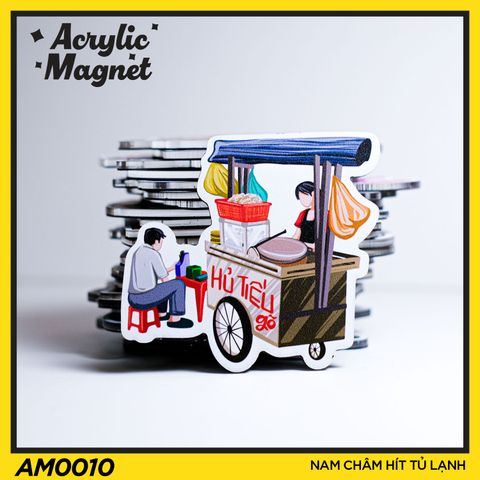  AM0010 Xe Bán Hủ Tiếu Gõ - Nam châm hít tủ lạnh Acrylic Magnet 