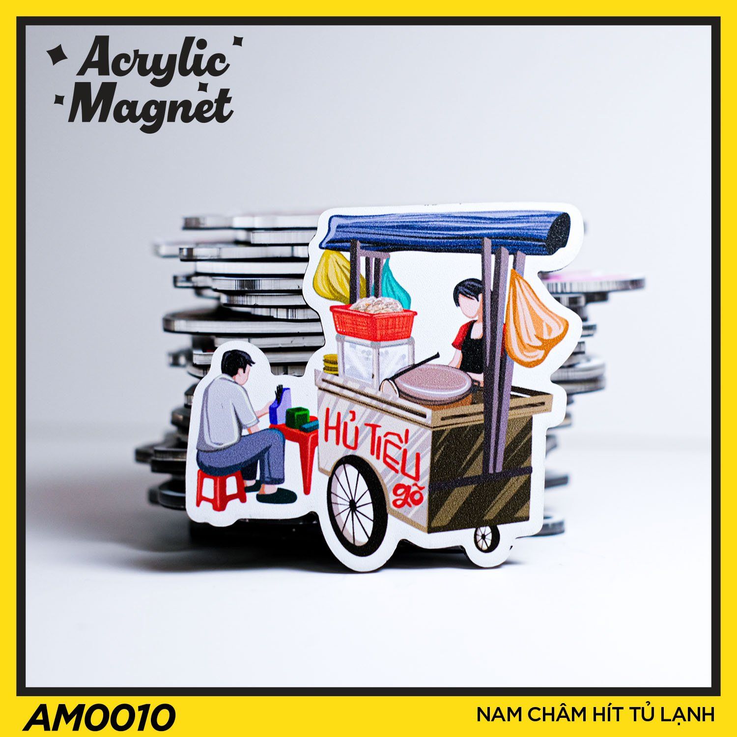 AM0010 Xe Bán Hủ Tiếu Gõ - Nam châm hít tủ lạnh Acrylic Magnet