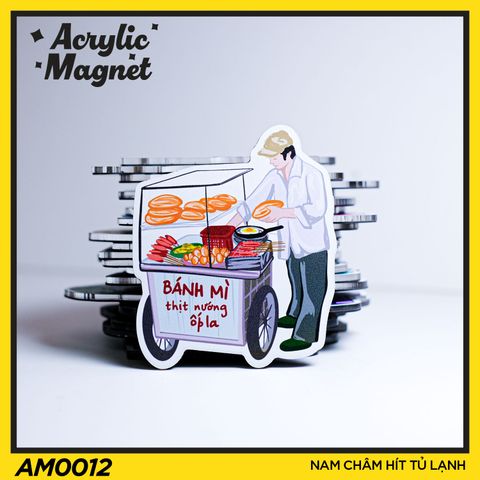  AM0012 Xe Bán Bánh Mì - Nam châm hít tủ lạnh Acrylic Magnet 
