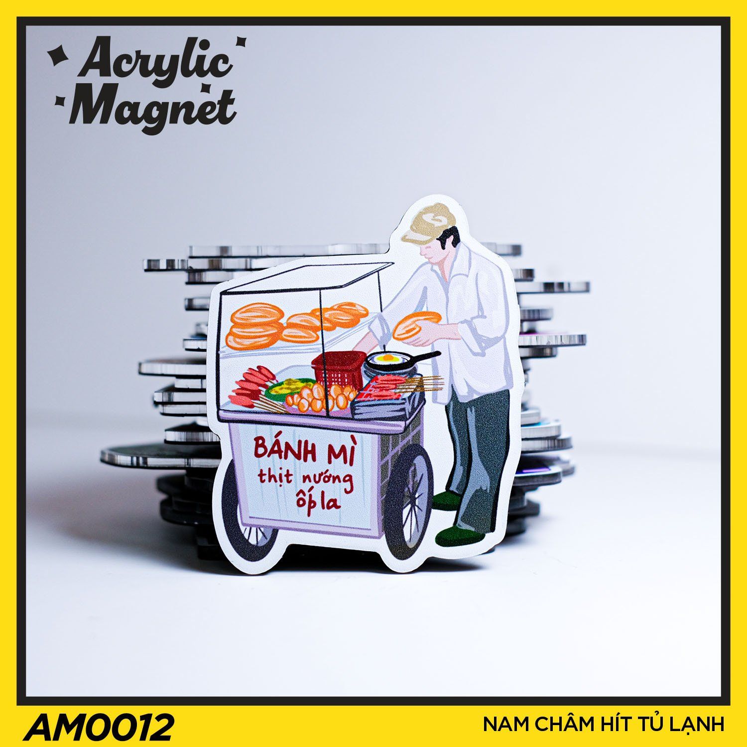 AM0012 Xe Bán Bánh Mì - Nam châm hít tủ lạnh Acrylic Magnet