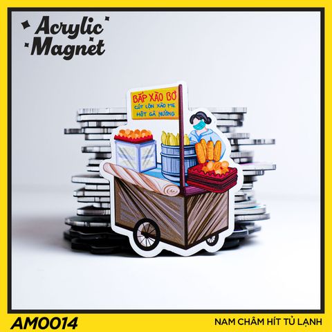  AM0014 Xe Bán Bắp Xào - Nam châm hít tủ lạnh Acrylic Magnet 