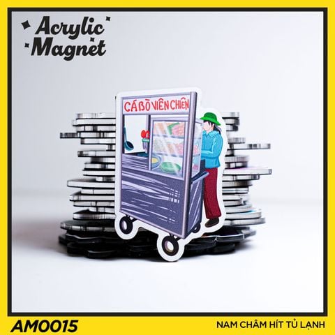  AM0015 Xe Bán Cá Viên Chiên - Nam châm hít tủ lạnh Acrylic Magnet 