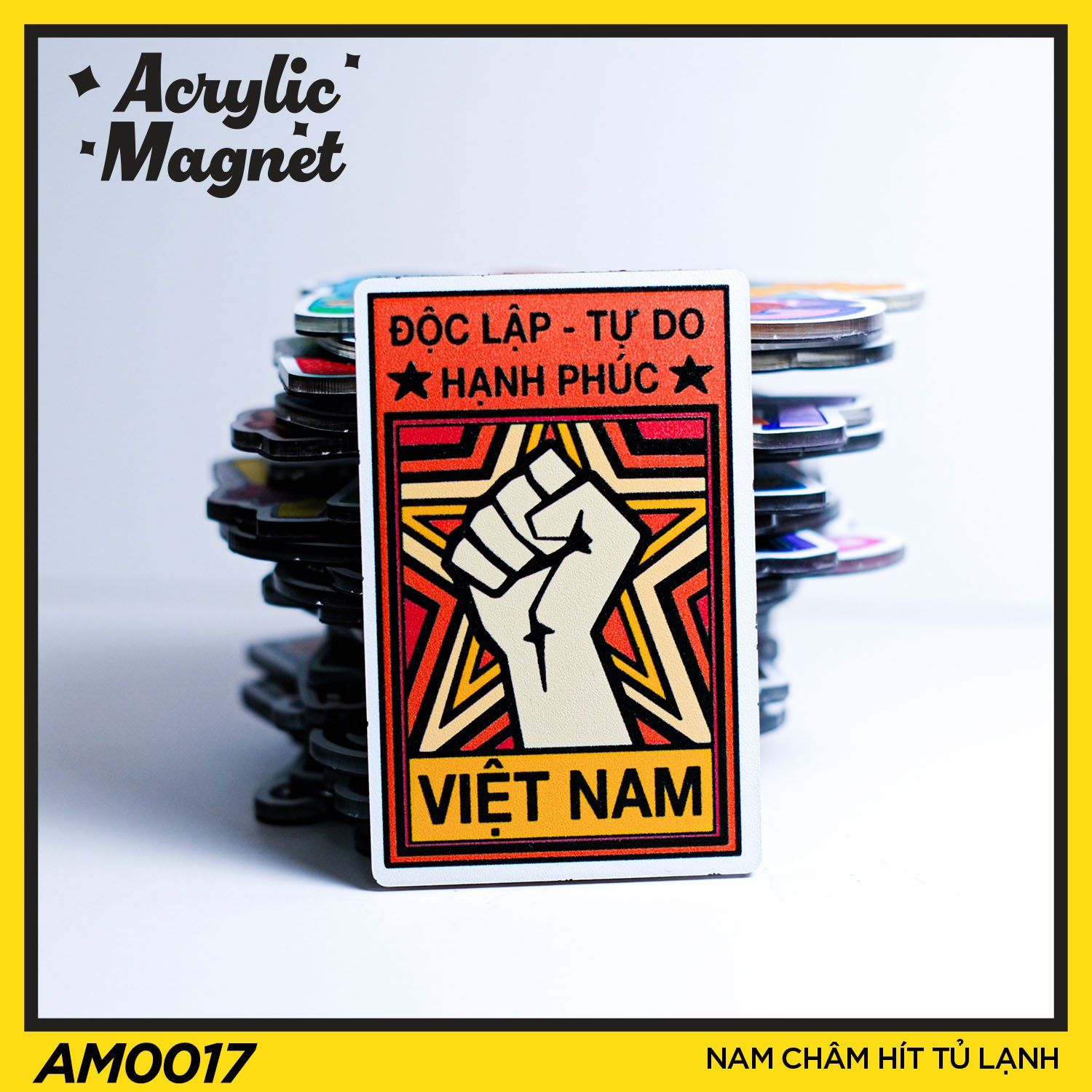 AM0017 Độc Lập Tự Do Hạnh Phúc - Nam châm hít tủ lạnh Acrylic Magnet