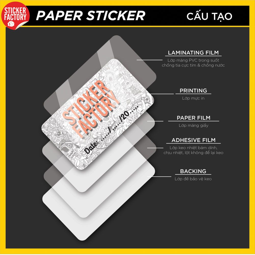 Sticker giấy bế theo viền in theo yêu cầu