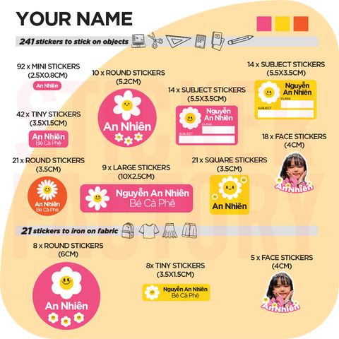  COMBO 262 NAME STICKERS 
