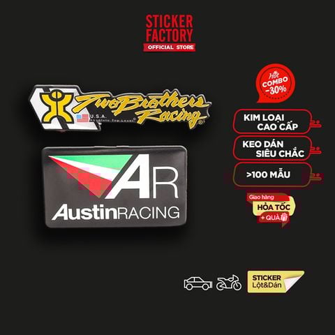  Set 2 miếng Sticker hình dán metal dán bô xe - Austin Racing Exhaust 