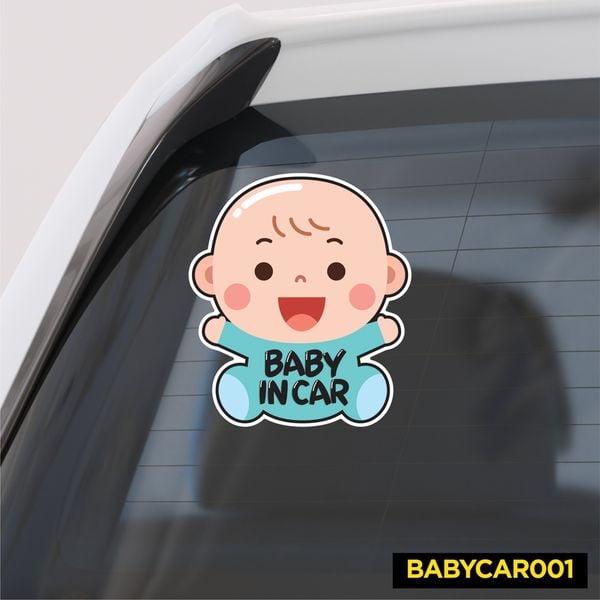 BABYCAR001 Blue Baby In Car Sign - Sticker hình dán cảnh báo xe hơi ...