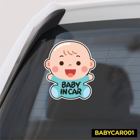  BABYCAR001 Blue Baby In Car Sign - Sticker transfer hình dán cảnh báo xe hơi 