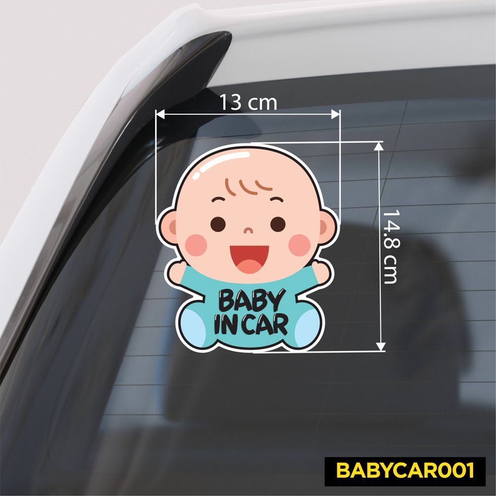 BABYCAR001 Blue Baby In Car Sign - Sticker transfer hình dán cảnh báo xe hơi