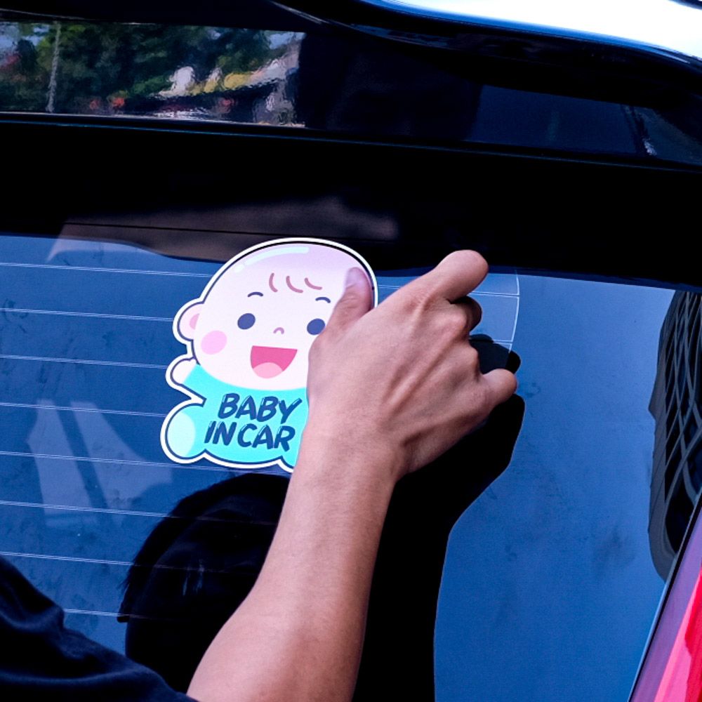 BABYCAR001 Blue Baby In Car Sign - Sticker transfer hình dán cảnh báo xe hơi