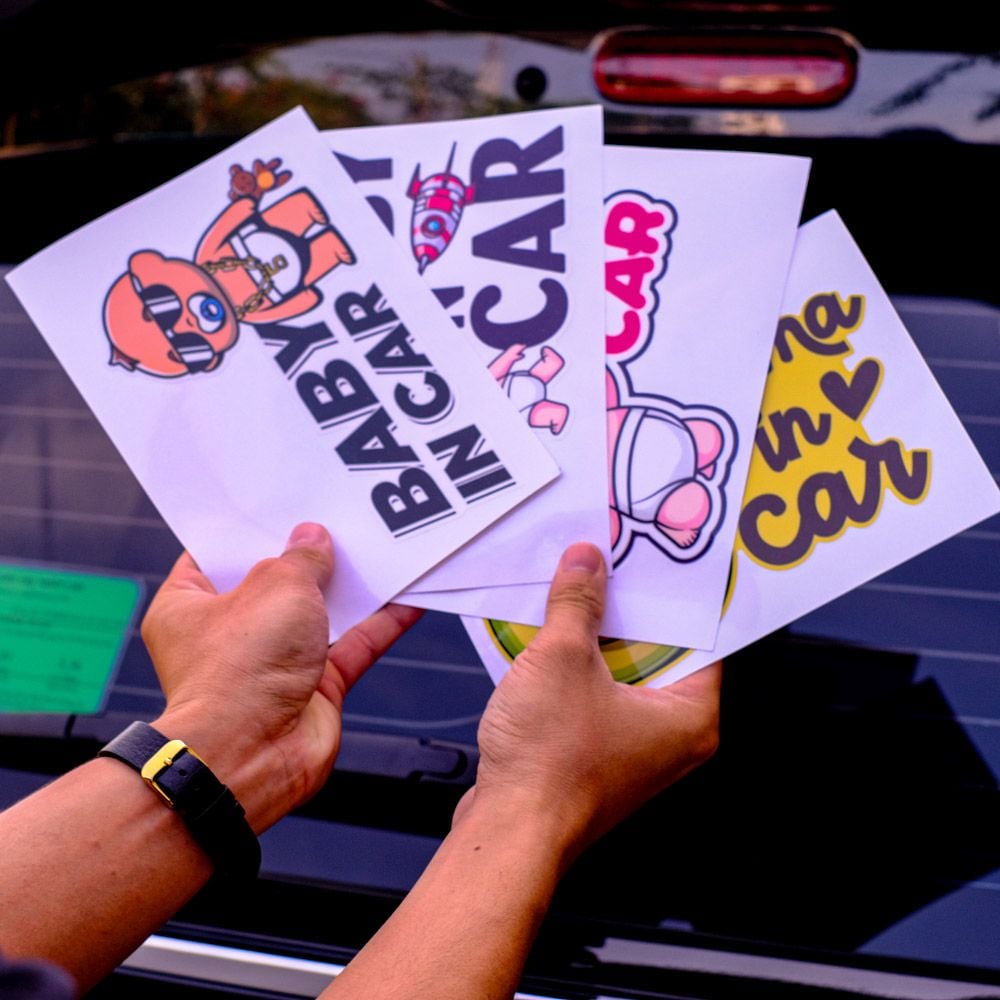 BABYCAR006 Sleeping Baby In Car Sign - Sticker transfer hình dán cảnh báo xe hơi