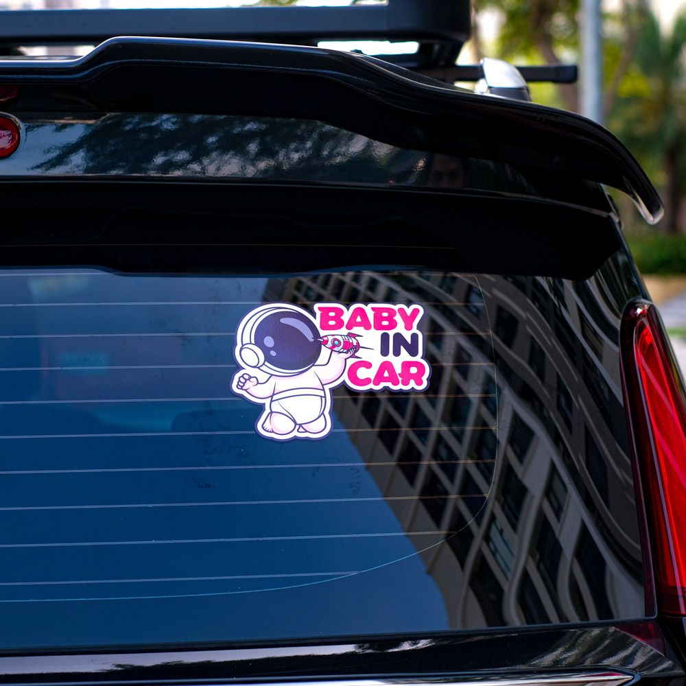 BABYCAR003 Astronaut Baby In Car Sign - Sticker transfer hình dán cảnh báo xe hơi