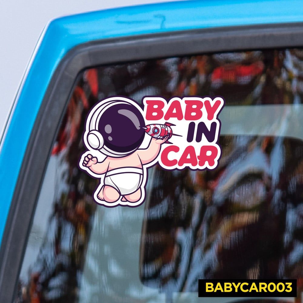BABYCAR003 Astronaut Baby In Car Sign - Sticker transfer hình dán cảnh báo xe hơi