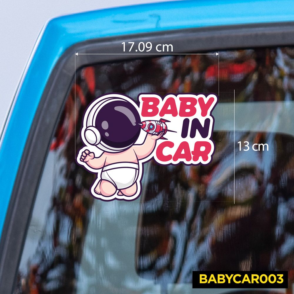 BABYCAR003 Astronaut Baby In Car Sign - Sticker transfer hình dán cảnh báo xe hơi