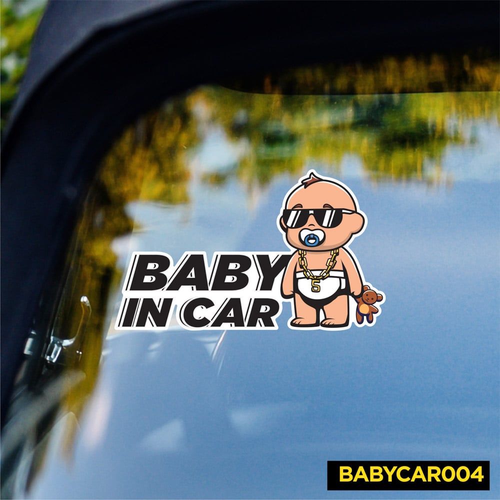 BABYCAR004 Cool Baby In Car Sign - Sticker transfer hình dán cảnh báo xe hơi