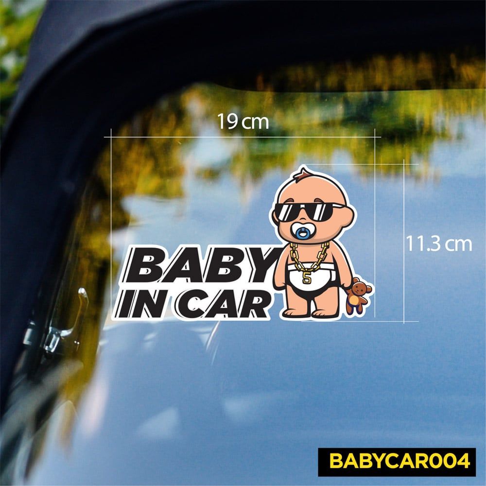 BABYCAR004 Cool Baby In Car Sign - Sticker transfer hình dán cảnh báo xe hơi
