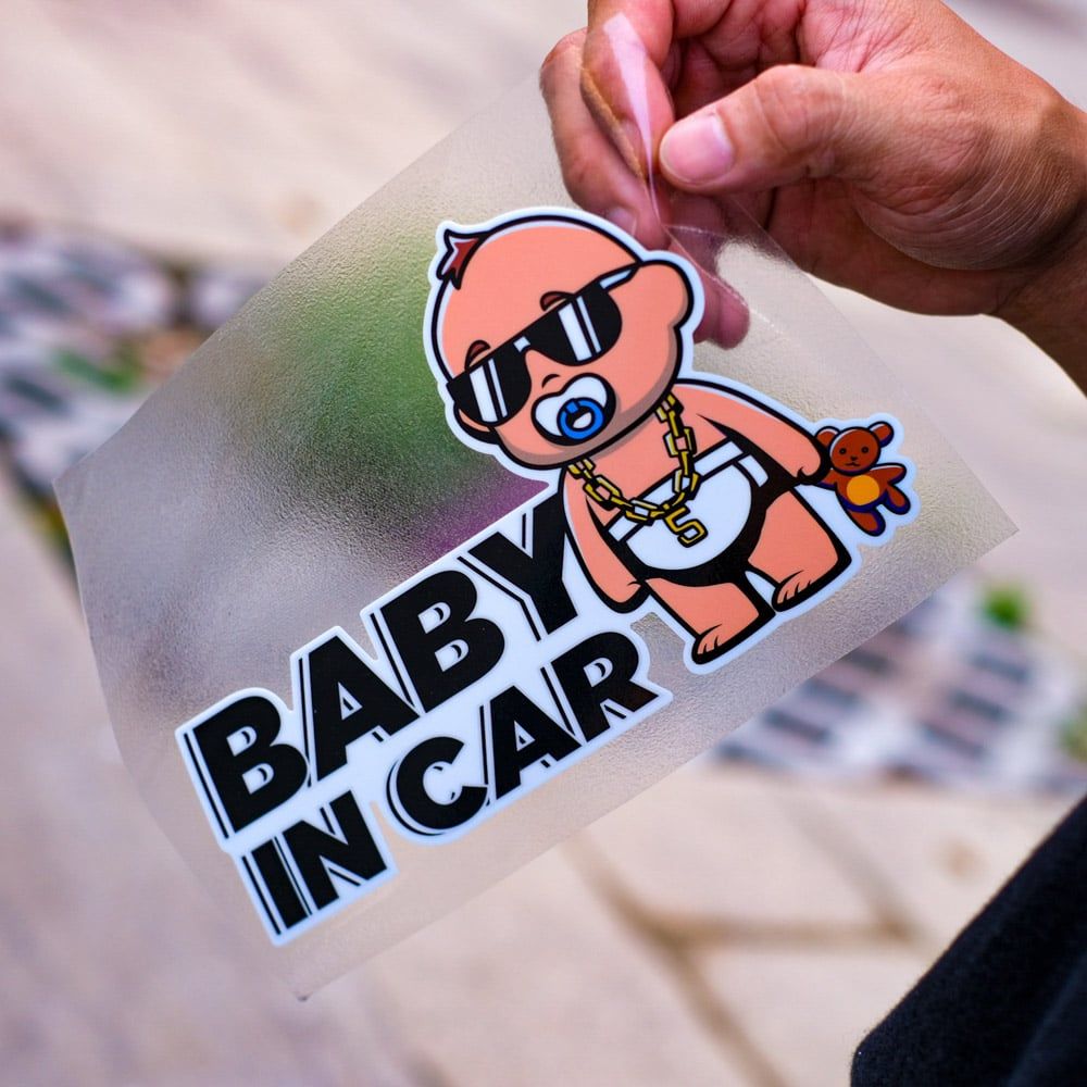 BABYCAR004 Cool Baby In Car Sign - Sticker transfer hình dán cảnh báo xe hơi