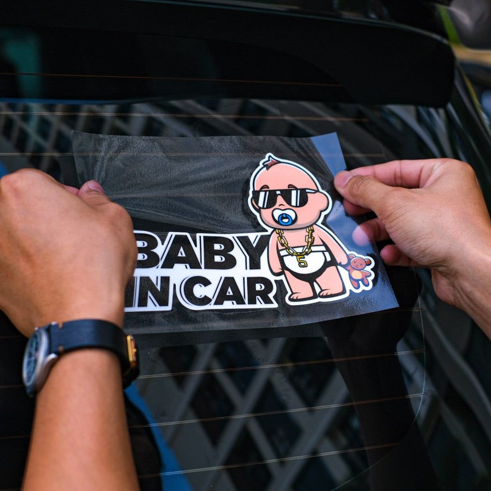 BABYCAR004 Cool Baby In Car Sign - Sticker transfer hình dán cảnh báo xe hơi