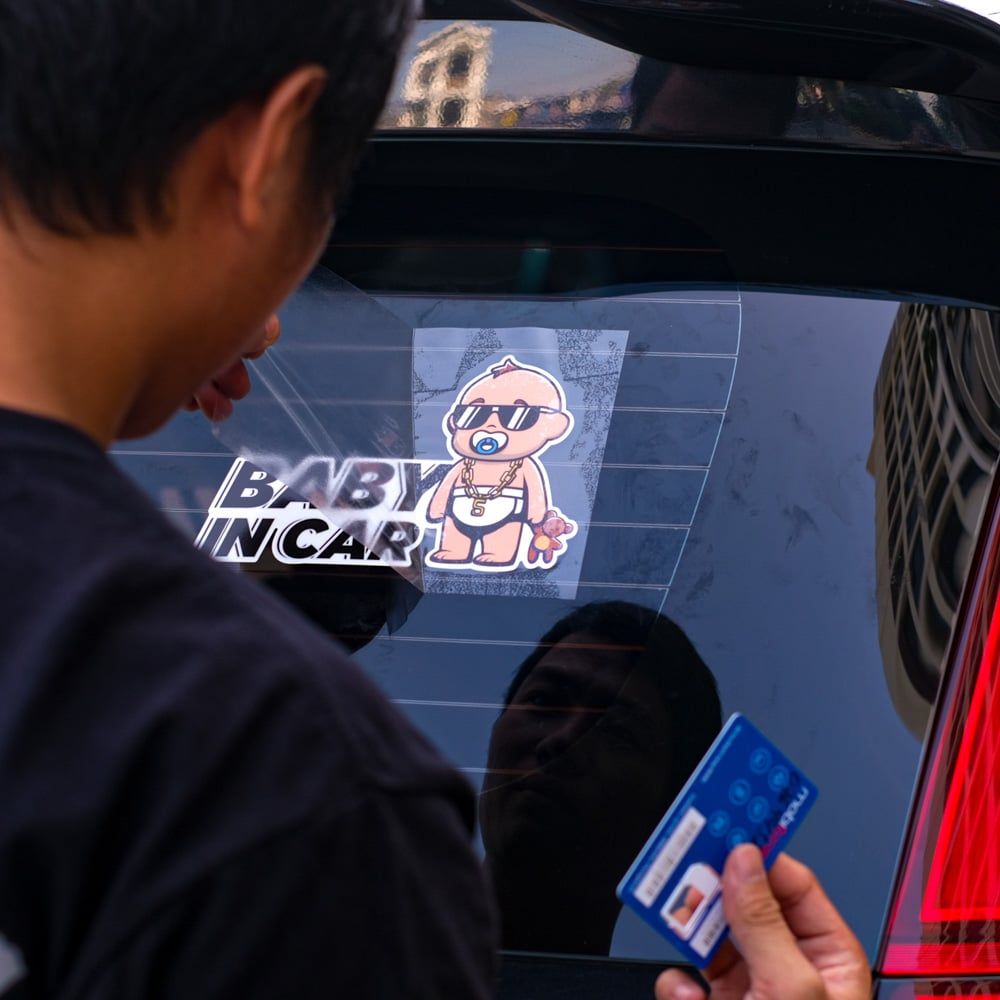 BABYCAR004 Cool Baby In Car Sign - Sticker transfer hình dán cảnh báo xe hơi