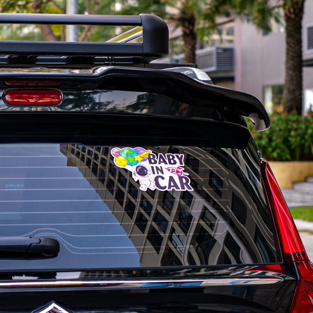 BABYCAR005 Space Baby In Car Sign - Sticker transfer hình dán cảnh báo xe hơi