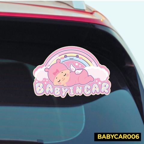  BABYCAR006 Sleeping Baby In Car Sign - Sticker transfer hình dán cảnh báo xe hơi 