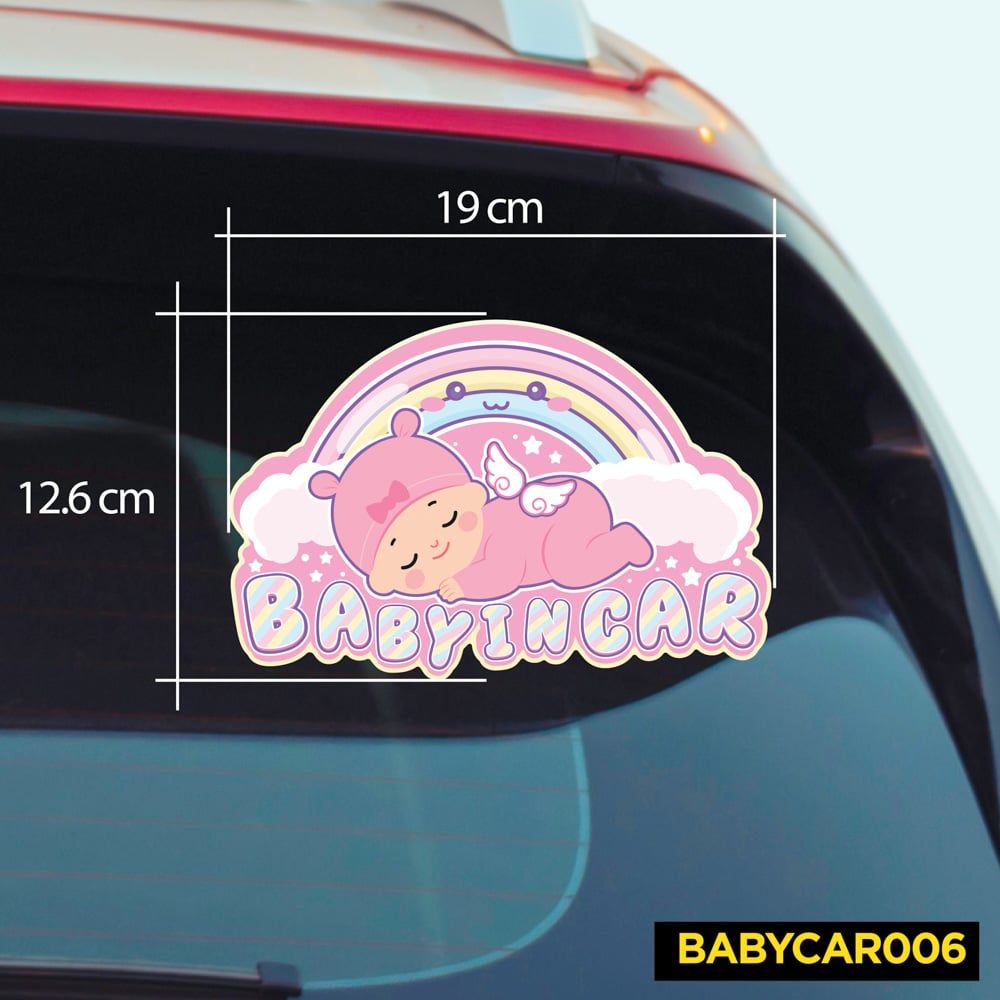 BABYCAR006 Sleeping Baby In Car Sign - Sticker transfer hình dán cảnh báo xe hơi