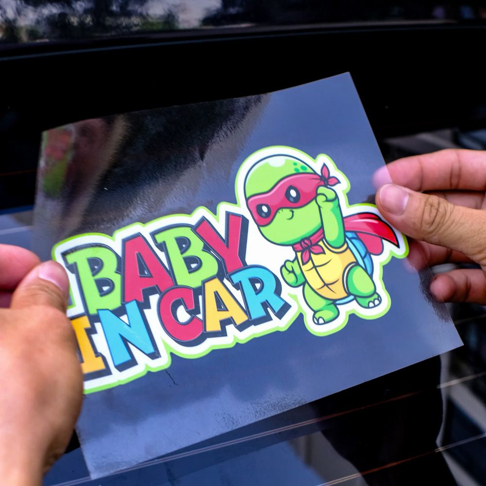BABYCAR007 Ninja Turtle Baby In Car Sign - Sticker transfer hình dán cảnh báo xe hơi