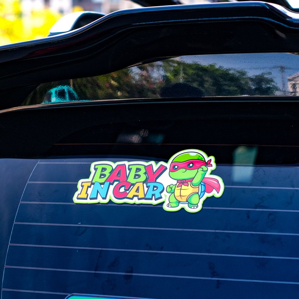 BABYCAR007 Ninja Turtle Baby In Car Sign - Sticker transfer hình dán cảnh báo xe hơi
