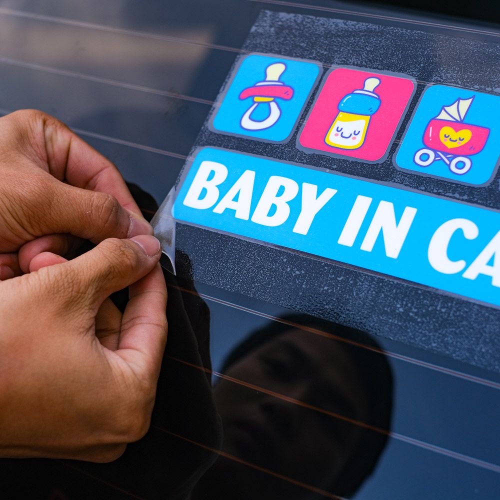 BABYCAR008 Icon Baby In Car Sign - Sticker transfer hình dán cảnh báo xe hơi