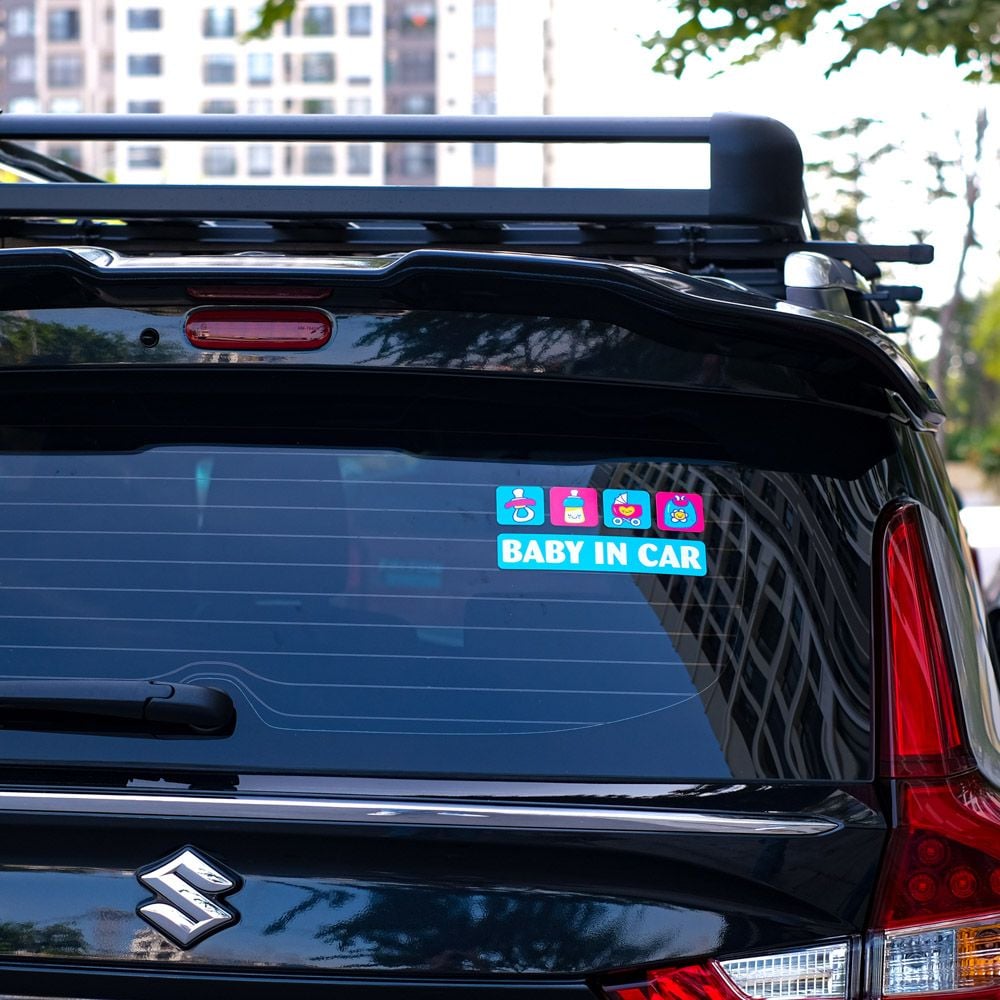 BABYCAR008 Icon Baby In Car Sign - Sticker transfer hình dán cảnh báo xe hơi