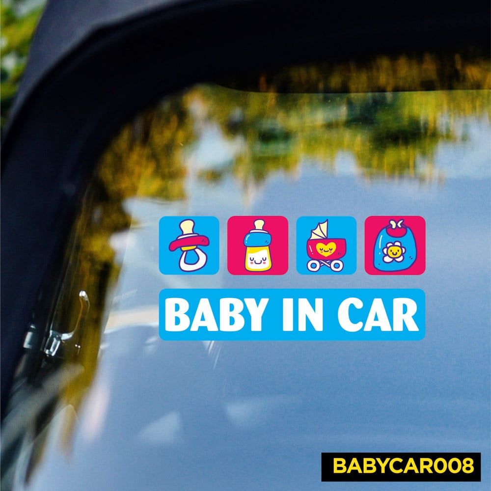 BABYCAR008 Icon Baby In Car Sign - Sticker transfer hình dán cảnh báo xe hơi