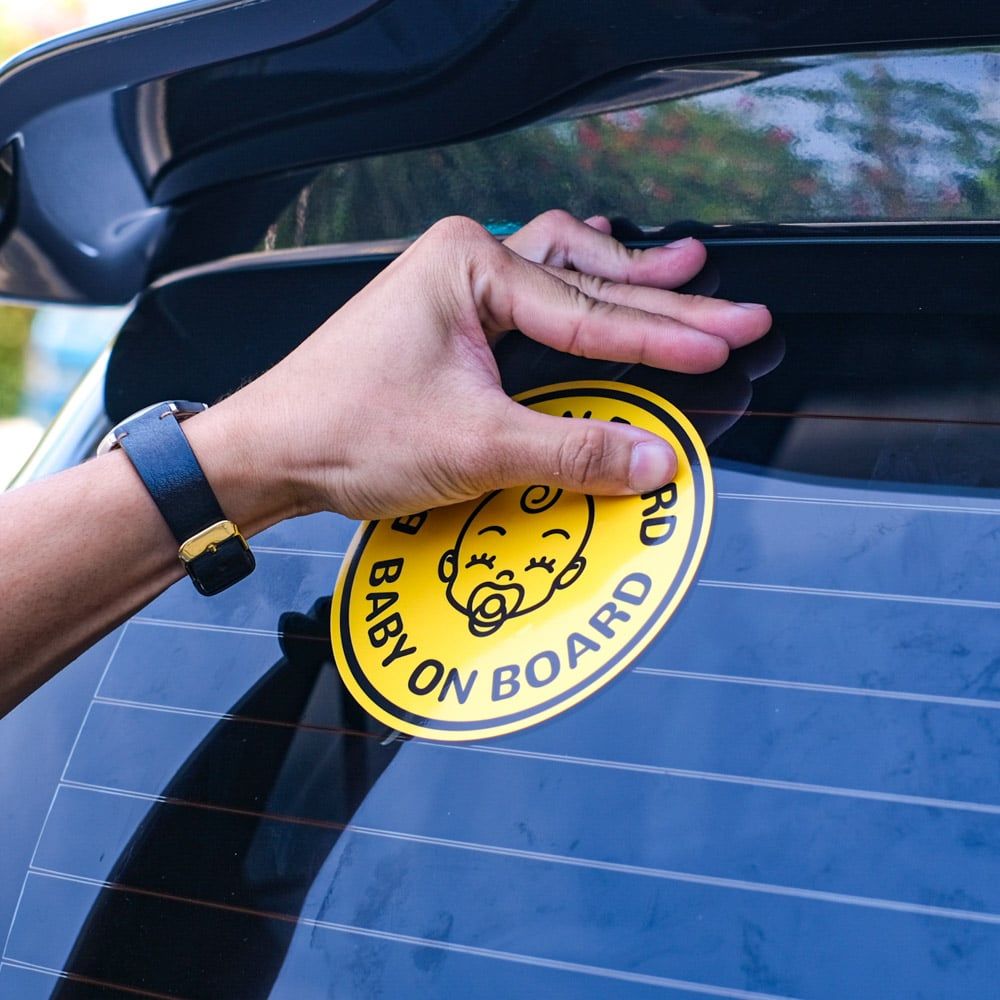 BABYCAR011 Circle Baby On Board Sign - Sticker transfer hình dán cảnh báo xe hơi