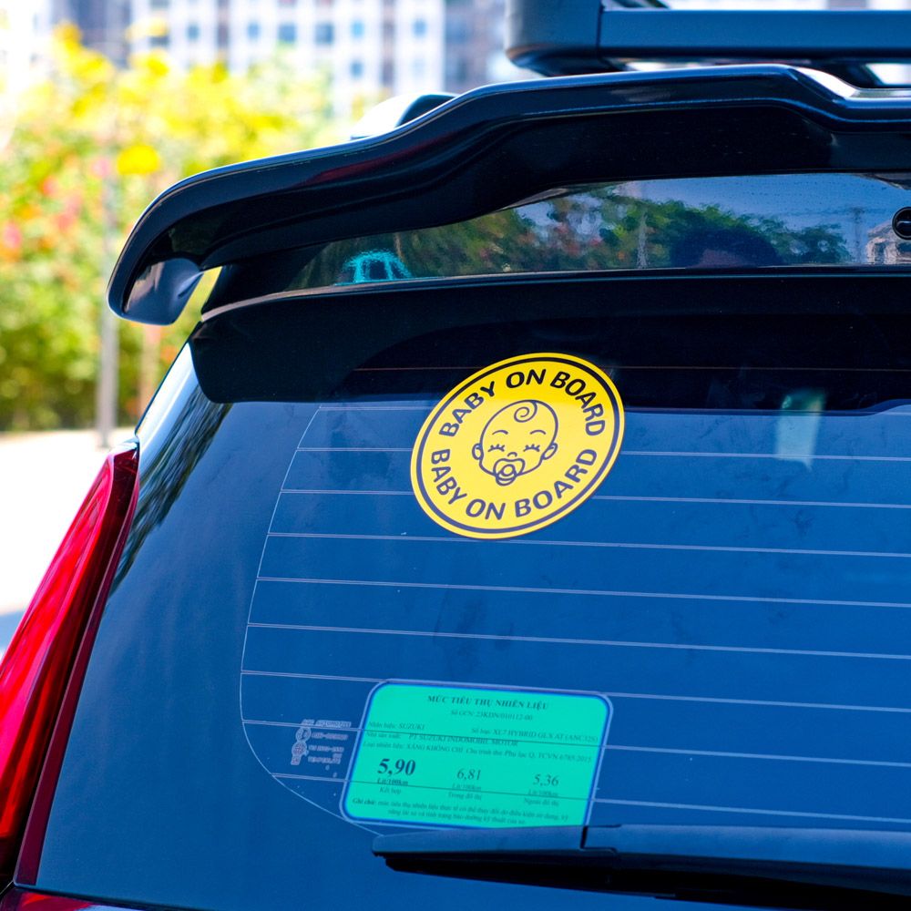 BABYCAR011 Circle Baby On Board Sign - Sticker transfer hình dán cảnh báo xe hơi