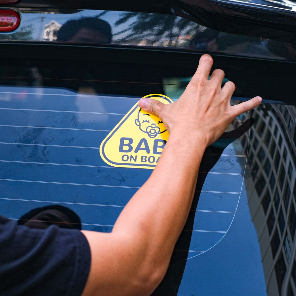 BABYCAR012 Triangle Baby On Board Sign - Sticker transfer hình dán cảnh báo xe hơi