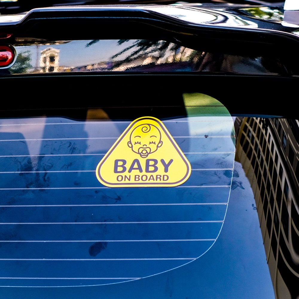 BABYCAR012 Triangle Baby On Board Sign - Sticker transfer hình dán cảnh báo xe hơi