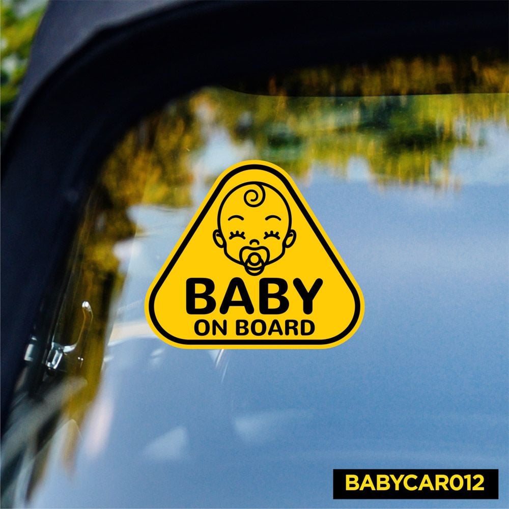 BABYCAR012 Triangle Baby On Board Sign - Sticker transfer hình dán cảnh báo xe hơi